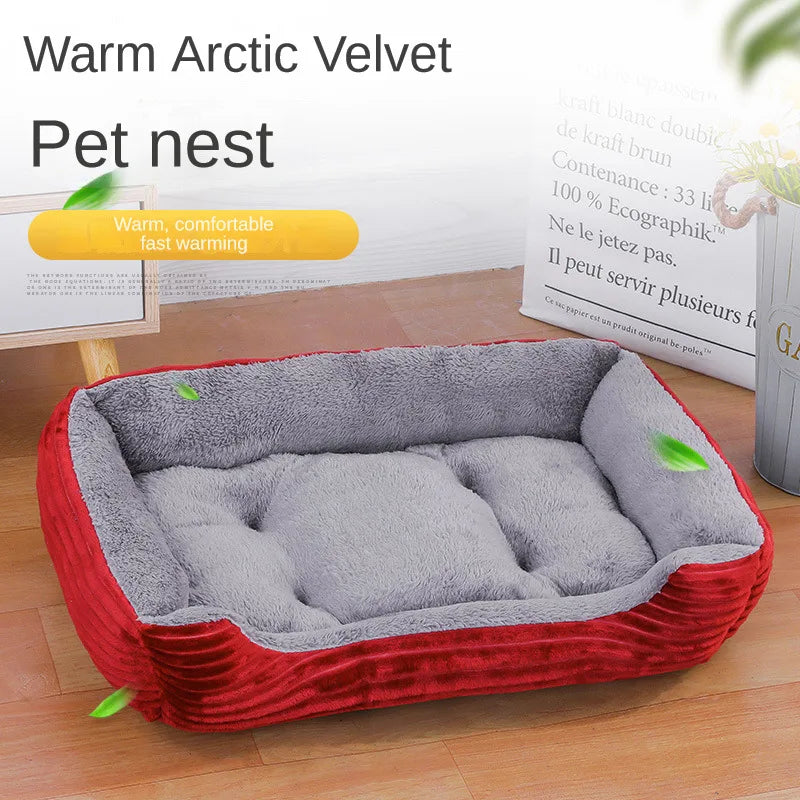 Bed for Dog Cat Pet Soft Square Plush Kennel Animals Accessories Dogs Basket Sofa Bed Larger Medium Puppy Pet Products Mattress