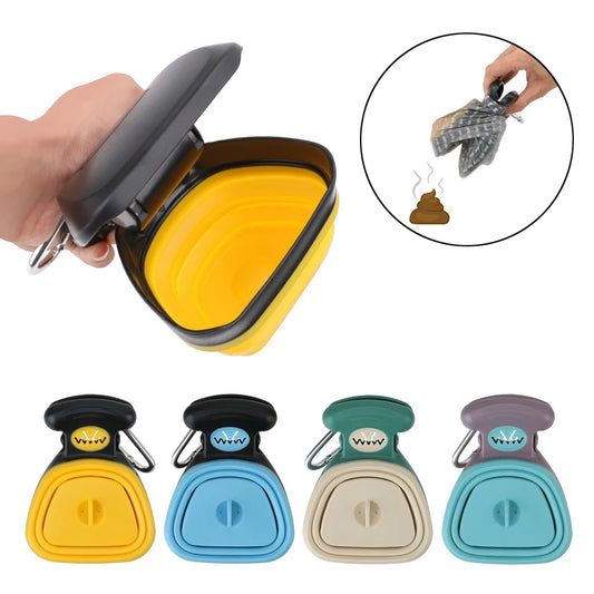 ABS Poop Scoop Dog Pet Travel Foldable Pooper Scooper Poop Trash Bag Storage Box With 1 Roll Decomposable bags Portable