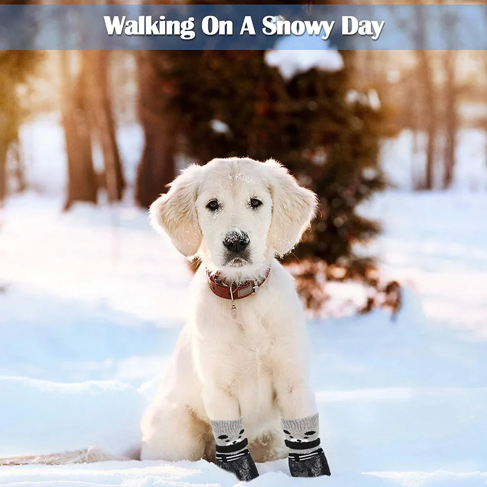 Dog Cat Boots Shoes Socks Waterproof Dog Shoes Rain Snow Pet Booties Anti-Slip Small Puppy Sock Shoes with Adjustable Drawstring