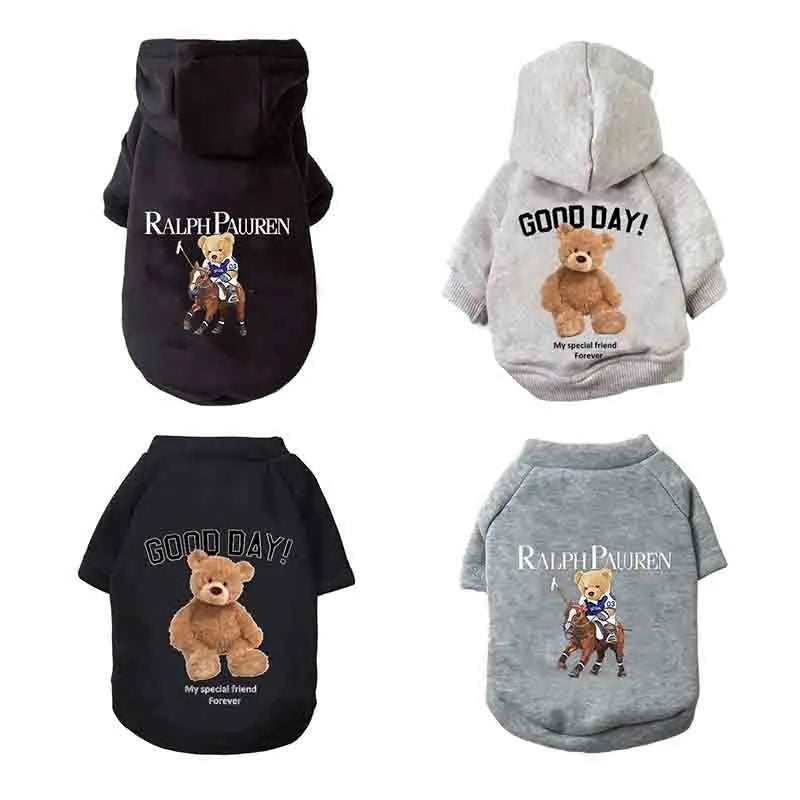 Winter Fleece Warm Pet Dog Clothes Cute Cartoon Bear Dog Hoodie For Small Dogs Pullovers Puppy Costumes Chihuahua Hug Ropa Perro