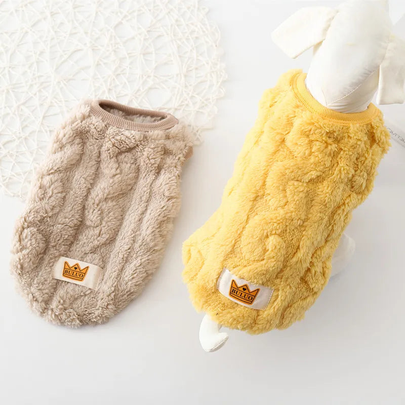 Fleece Pullover Pet Clothes Cute Wavy Double-sided Puppy Kitten Coats Sweater for Small Medium Dogs Cats Warm Winter Outfit