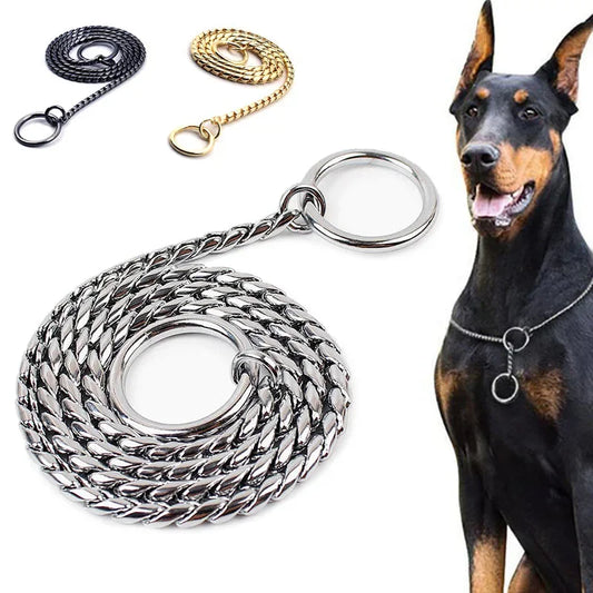 Dog Collar Snake Chain Copper Pinch Collar Metal Choke P Slip Chains Collars for Small Medium Large Dogs Pet Training Supplies