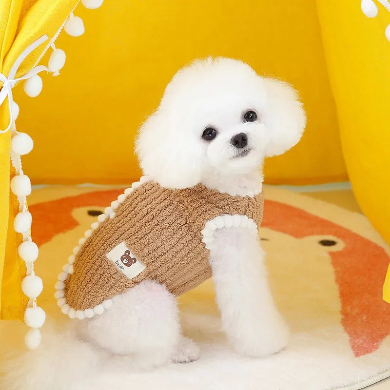 Cute Fleec Pet Dog Clothes Winter Warm Bear Dog Coats For Puppy Small Medium Dogs Sweatshirt Jacket French Bulldog Chihuahua