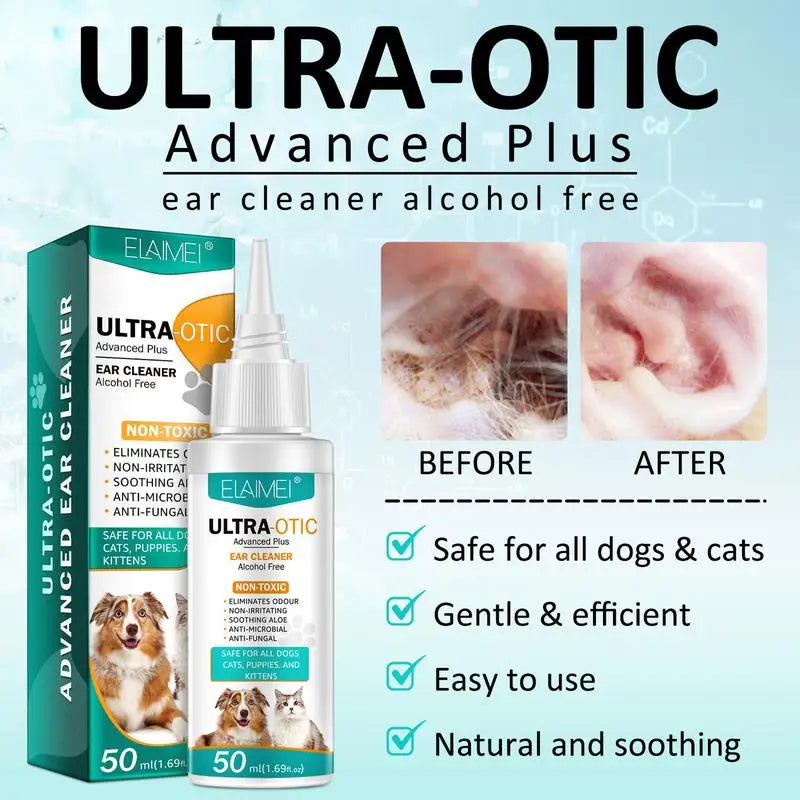 Pet Ear Drops Cat And Dog Ear Cleaner For Infectiones Control Yeast Mites Removes Ear Mites And Ear Wax Relieves Itching 50ml