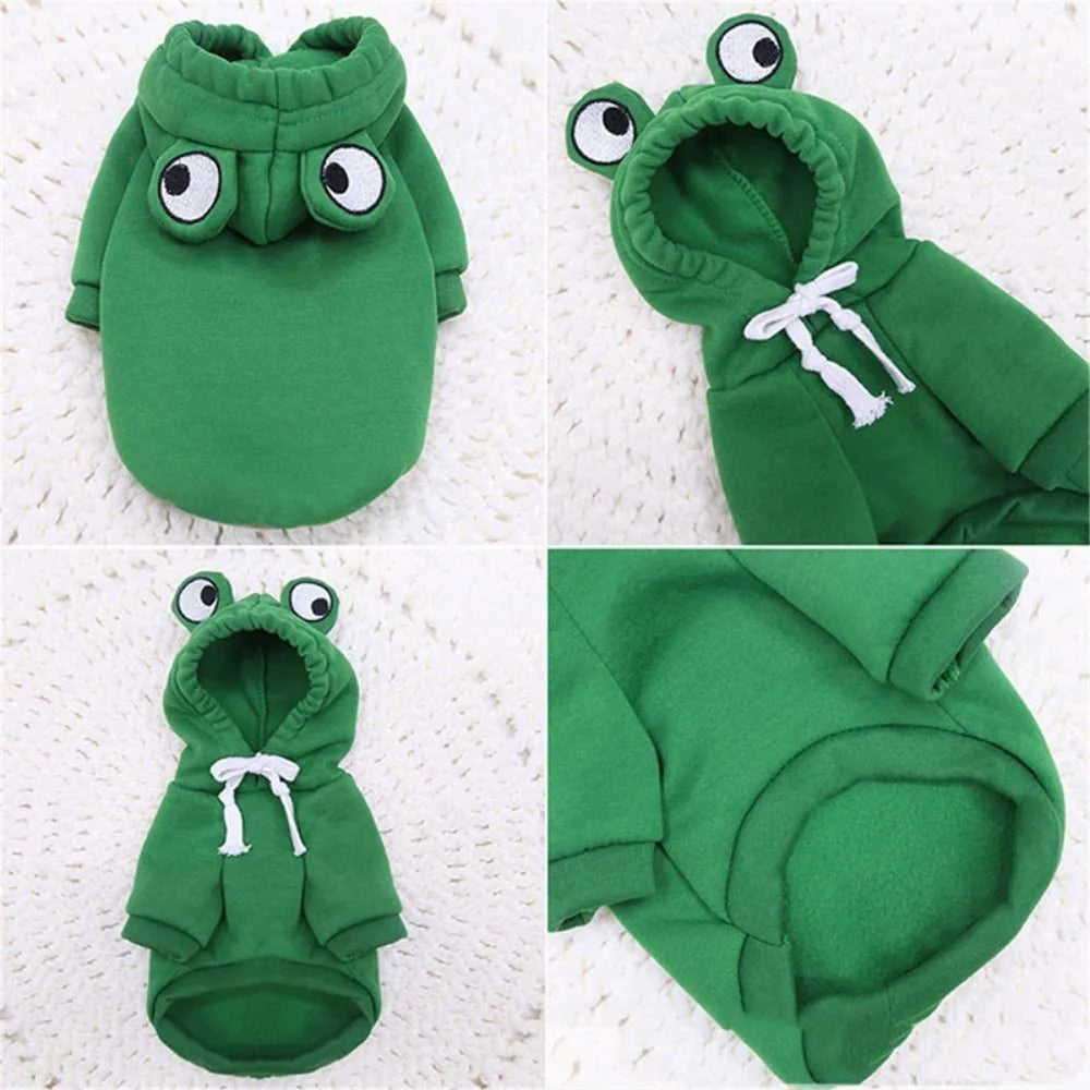 Pet Dog Hoodie-Dog Basic Sweater Coat Cute Frog Shape Warm Winter Jacket Cat Cold Weather Clothes Outfit Outerwear Dog Halloween