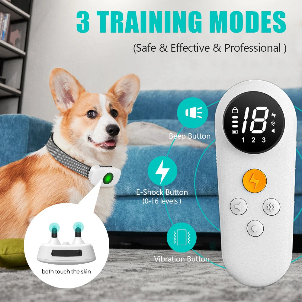 TinMiu New Electric Training Collar Rechargeable Anti Bark Dog Collar with Remote IPX7 Waterproof For Small Medium Large Dogs