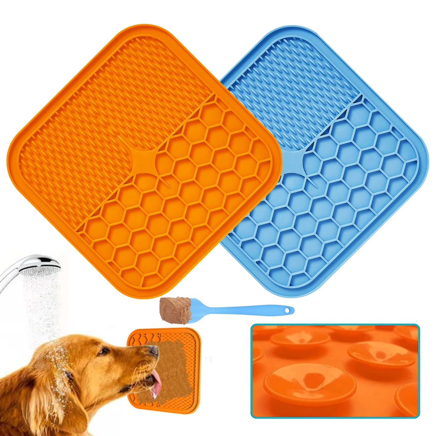 Lick Pad for Dog Cat Slower Feeder Mat for Puppy Kitten Silicone Dispenser Pet Feeding Licking Mat Bathing Distraction Pad