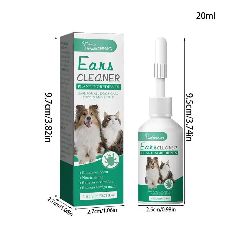 20ml Universal pet Ear Cleaner for Cat Dog Efficient Cleaning Natural Solution Removes Ear Mites Scientific Formula Pet Supplies