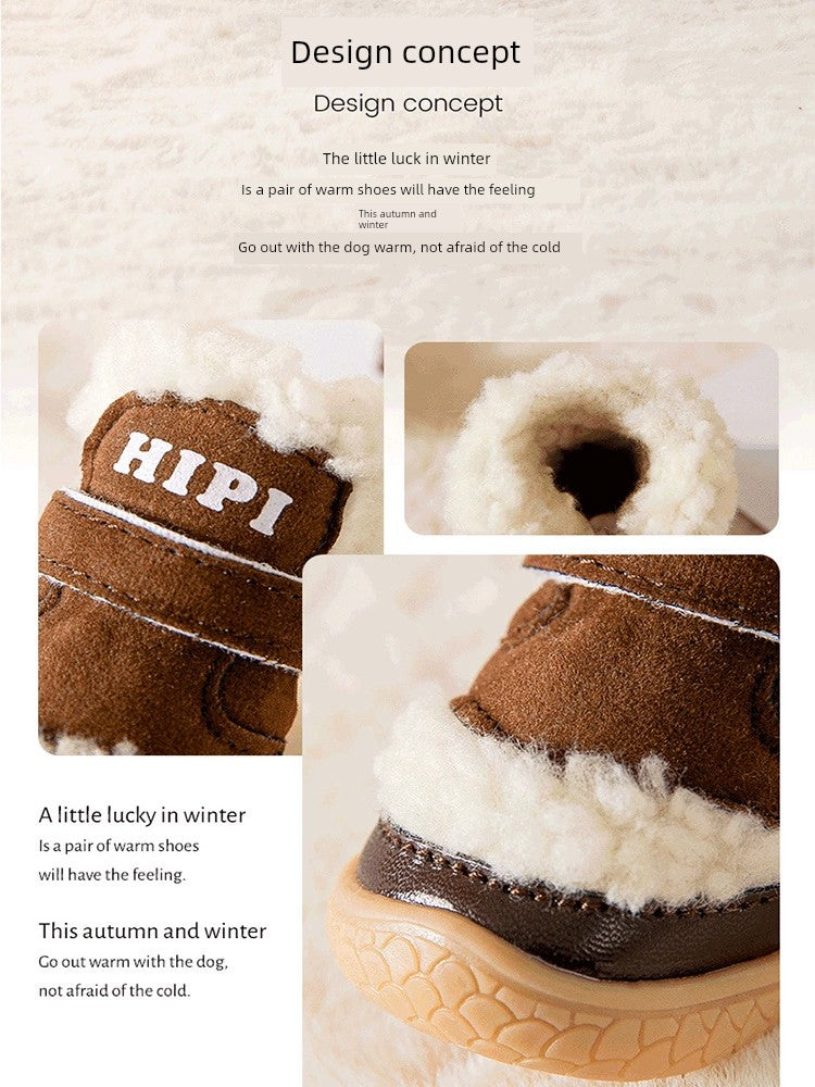 Dog Shoes Winter Small Size Dogs Corgi Pomeranian Teddy Can't Drop out Non-Slip Warm Cat Shoes Pet Supplies