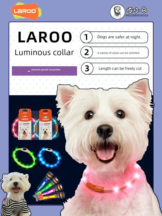 Laroo Leno Luminous Collar Dog Pet Night Walking Dog Fantstic Anti-Lost Product Charging Aurora Puppy Cat