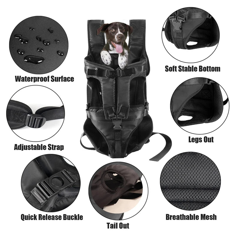 Benepaw Dog Carrier Backpack Adjustable Pet Carriers Front Facing Hands-Free Safety Puppy Travel Bag For Small Medium Dog