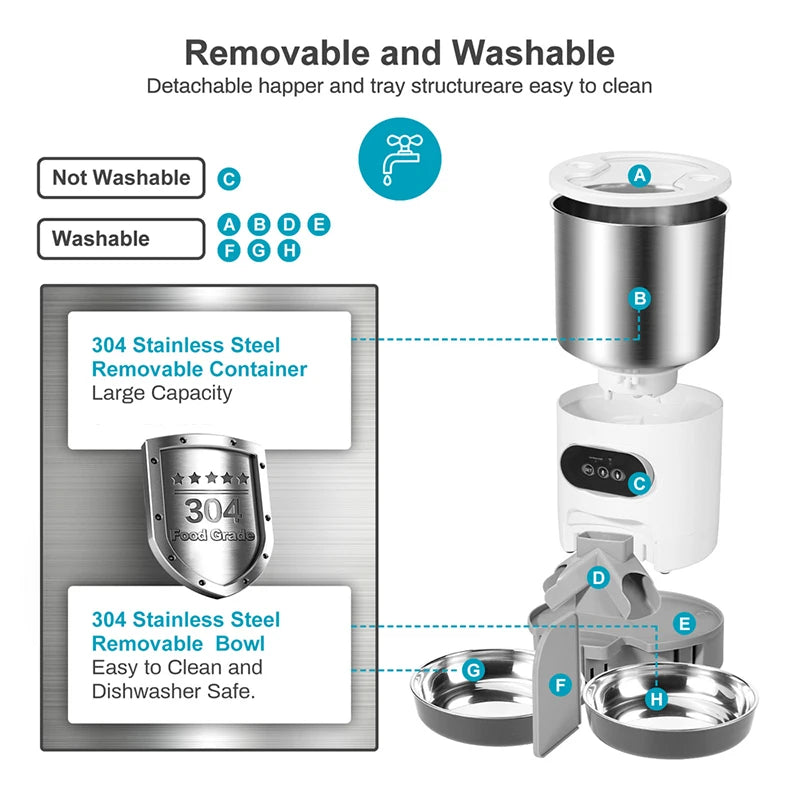 Cat Timing Feeder Smart APP Cat Feeder Stainless steel Double Meal PetSPECIFICATIONSBrand Name: NoEnName_NullOrigin: Mainland ChinaIs Smart Device: YESMaterial: Stainless SteelMin Output: 50gType: DogsMax Output: 100gVoltage: 110-240VLShopDoggieworksShopDoggieworksCat Timing Feeder Smart APP Cat Feeder Stainless steel Double Meal Pet Food Remote Feeding Automatic Dispenser Suitable Cats Dog