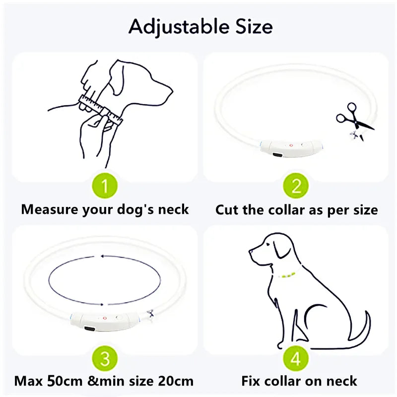 Led Light Dog Collar Detachable Glowing Usb Charging Luminous Leash For Pet Dogs Products Usb Charge Luminous Pet Accessories