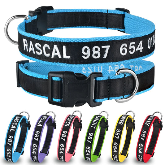 Adjustable Nylon Products Dog Collars Custom Free Embroidered Name Dogs Collar Personalized Puppy Medium Large Unisex Dog Collar