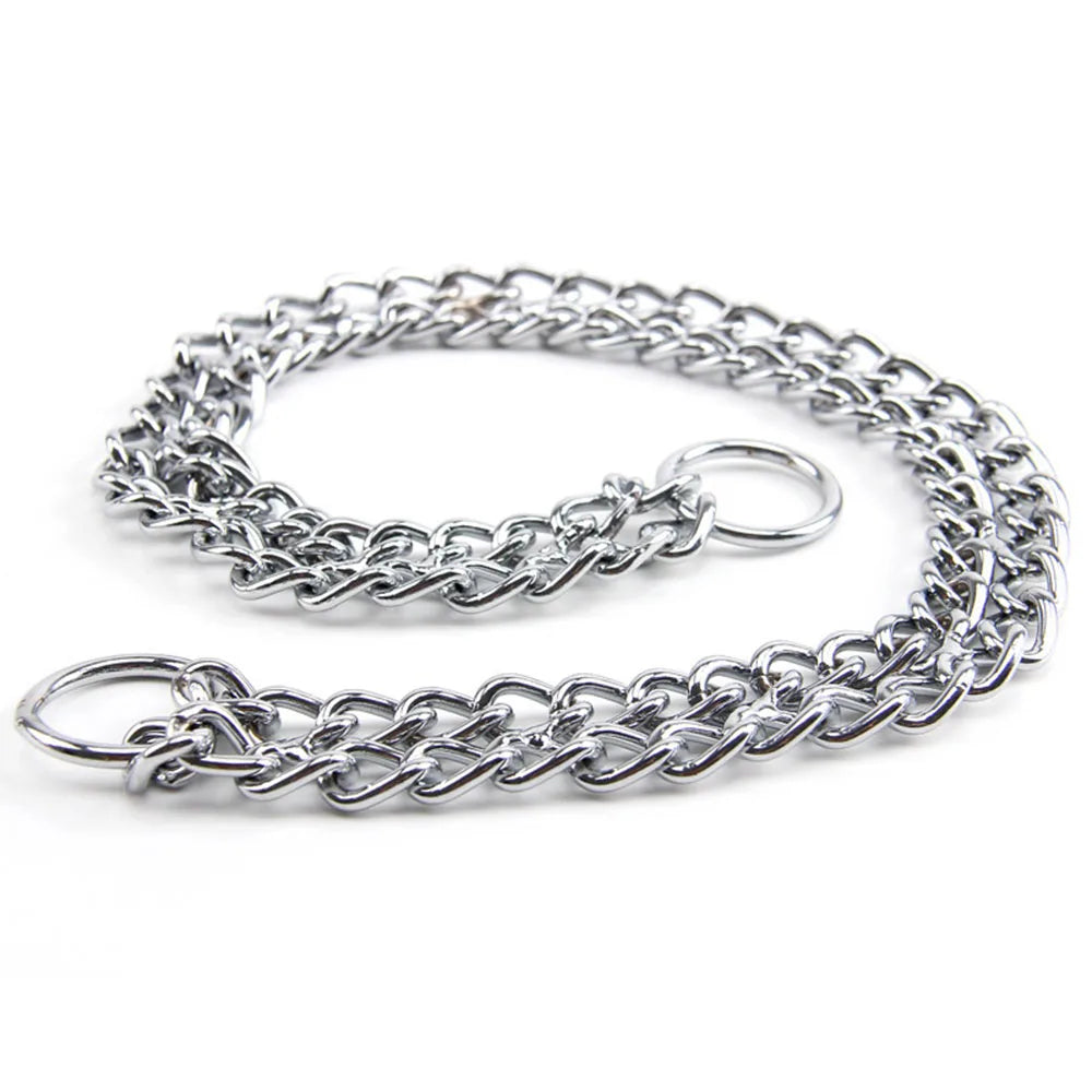 Chain Dog Training Choke Collar Adjustable Double Row Stainless Steel Chain Slip Collar Strong & Durable Dog Slip P Chain Collar