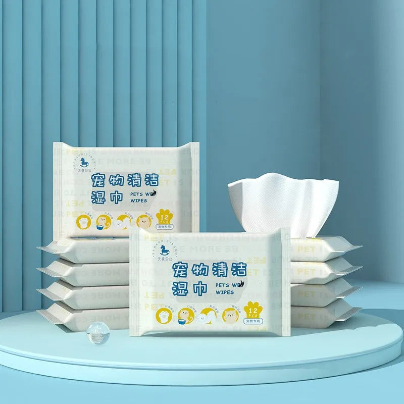 12pcs/pack Pet Wipes Dog Cat Aloe Wet Paper Towel Pet Eyes Cleaner No-Wash Cleaning Body Deodorant Grooming Supplies