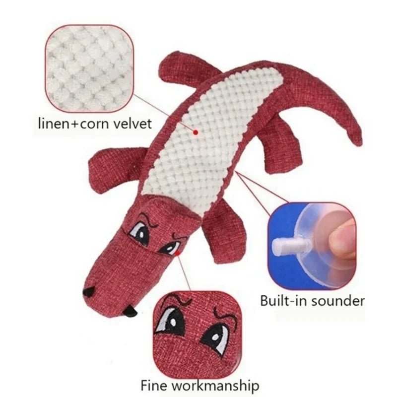 Pet Chew Toys Interactive Cartoon Animal Plush Alligator Shape Dog Sound Toy Gnawing Grinding Teeth Training Supplies