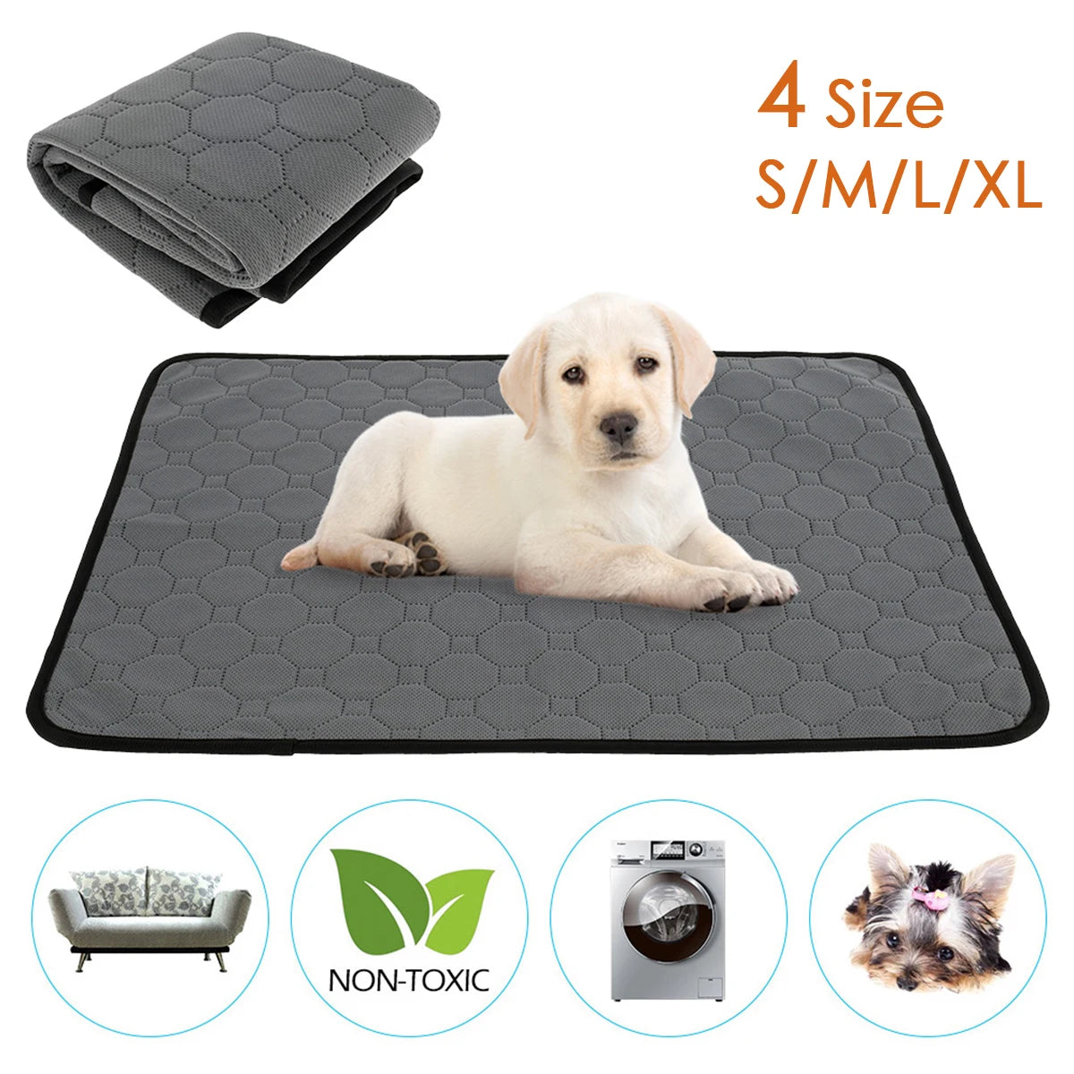 Dog Pee Pad Cooling Blanket Reusable Absorbent Tineer Diaper Washable Puppy Training Pad Pet Bed Urine Mat for Dog/Cat/Rabbit