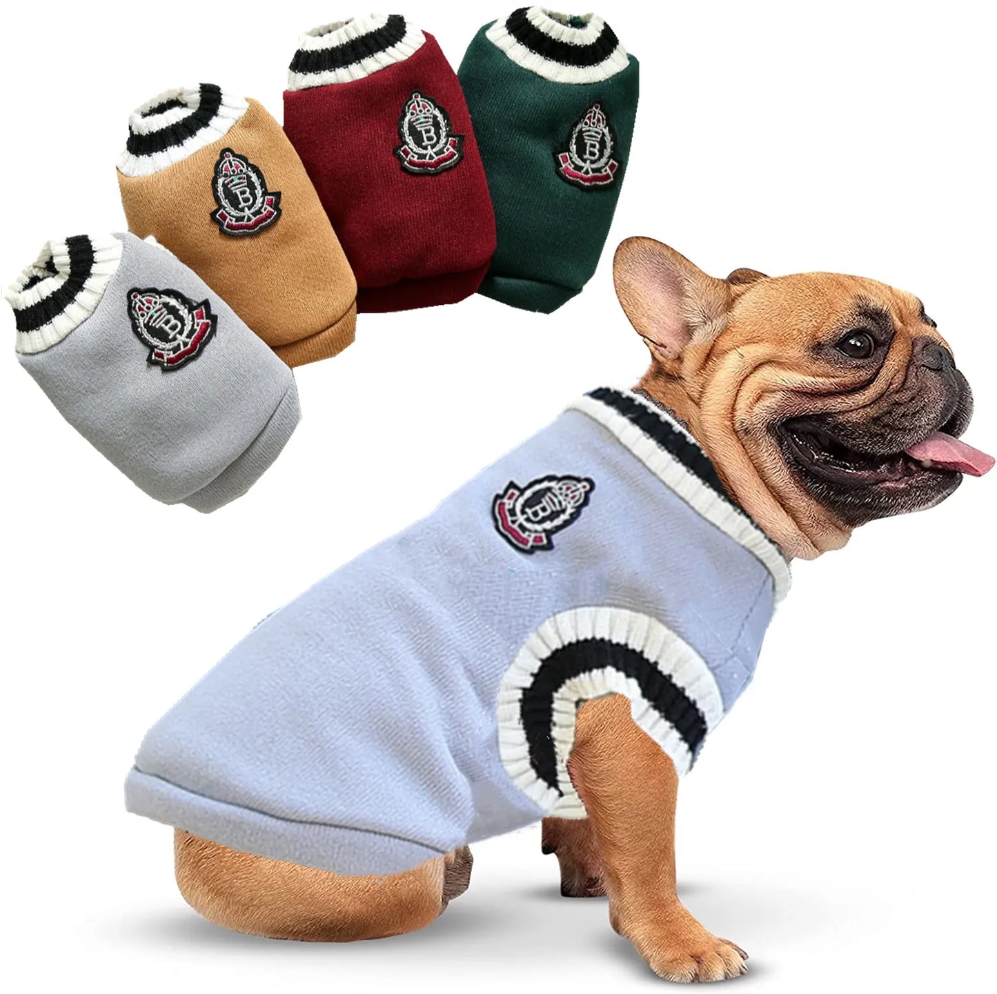 Dog Cat Sweater College Style V-neck Teddy knitted Vest Pet Puppy Winter Warm Clothes Apperal for Small Medium Large Dogs Cats