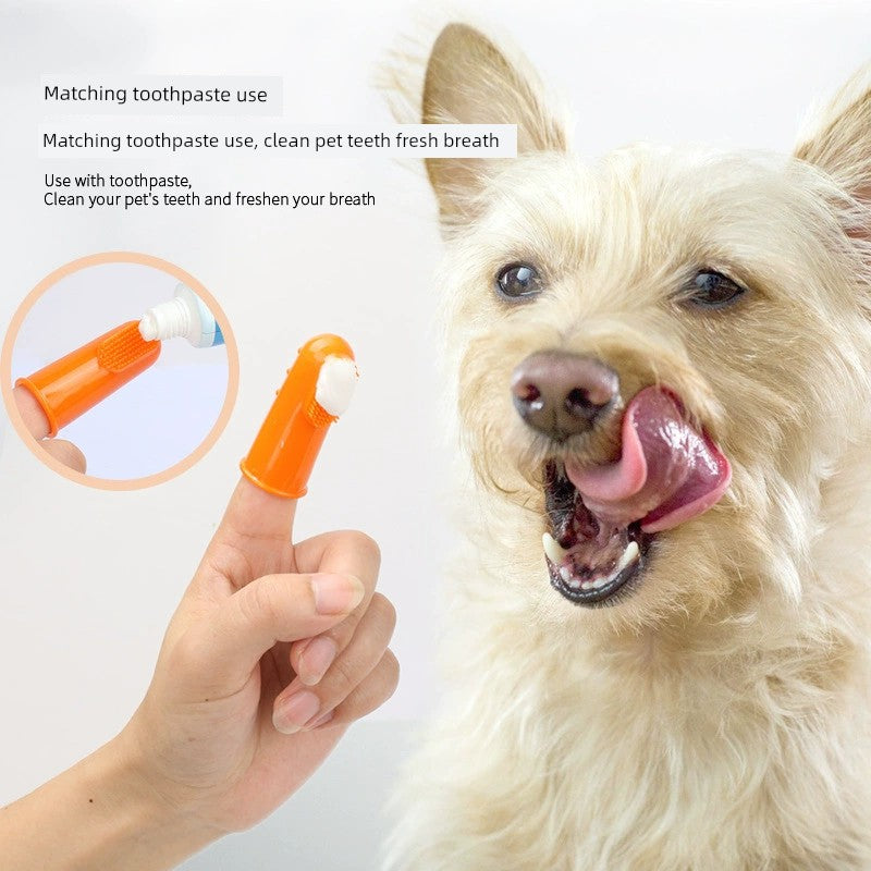 Zoo ● Pet Finger Toothbrush Cat Dog Finger Gloves Brushing Oral Cleaning Care Supplies Silicone Finger