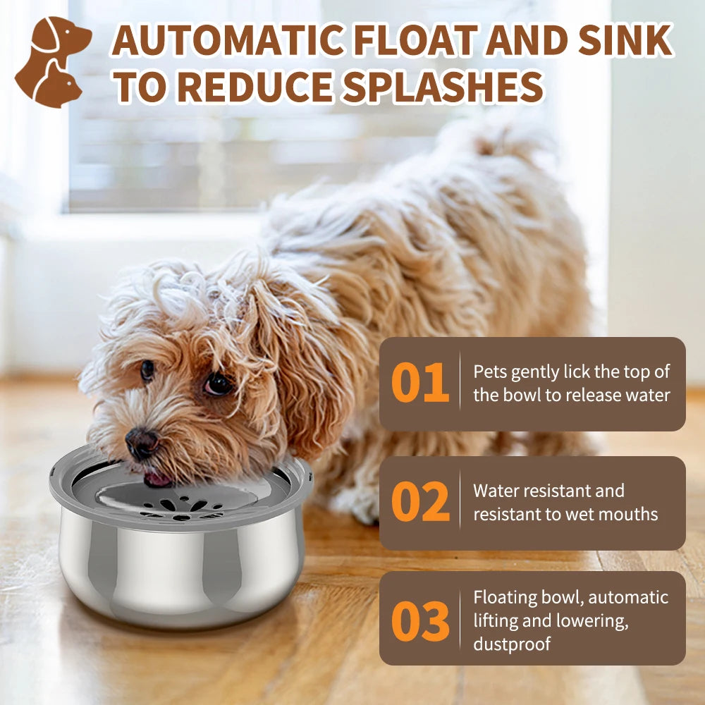 4.3L Pet Floating Bowl Stainless Steel Non-Wetting Mouth Water Dispenser Portable Water Drinker Pet Supplies for Dog Cat