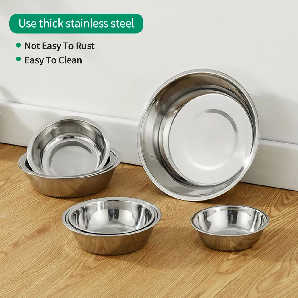 Large Capacity Dog Bowl Stainless Steel Pet Feeding Bowl Cat and Dog Food Drinking Bowl Metal Feeder Bowl Durable and Cheap