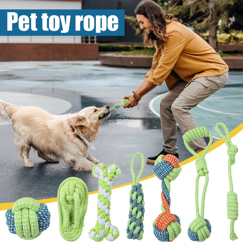 7-13PCS Set Dog Cotton Rope Teeth Cleaning Toys Interactive Mini Chewing Ball For Dog Accessories For Chew Antistress Training