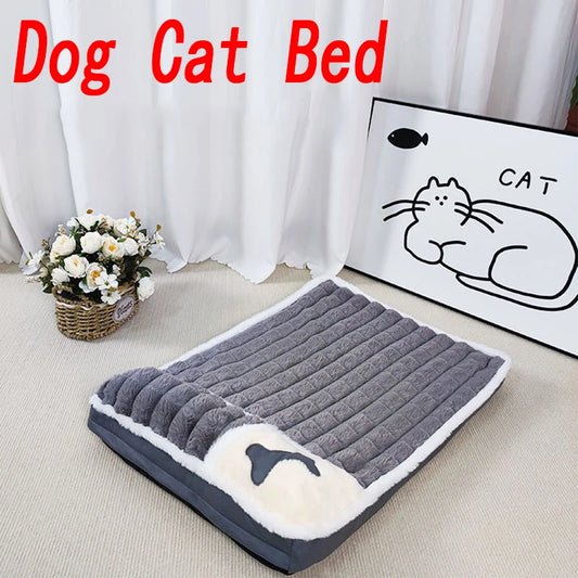 Dog Pet Bed Removable Washable Winter Dog Mat Protect Cervical Spine Thickened Dog House Indoor For Small Medium Large Dogs Bed