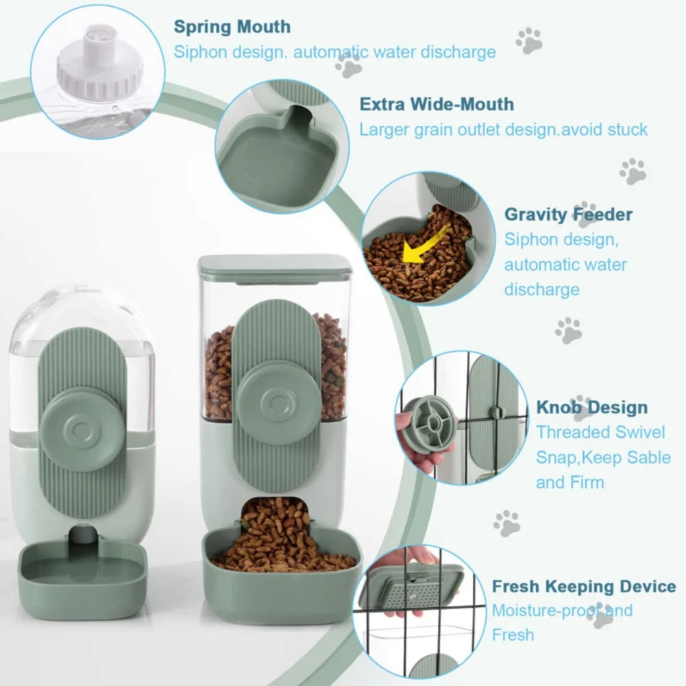 Pet Dogs Cage Hanging Feeder 29/27oz Automatic Water Fountain Food Container Dispenser for Puppy Cats Rabbit Pet Feeding Product