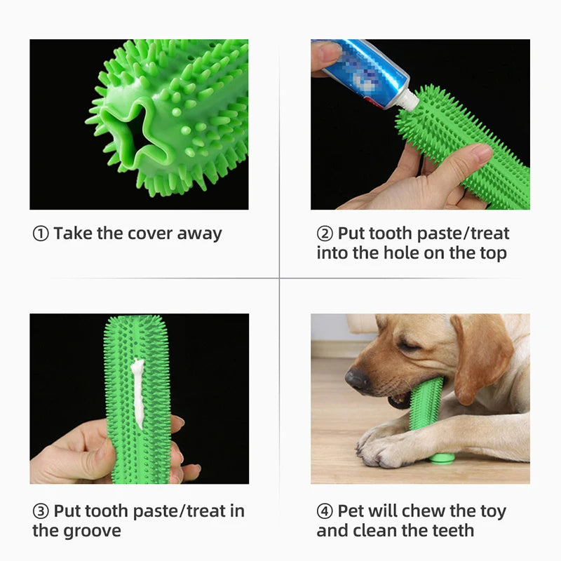 Large Dog Chew Toys Rubber Toothbrush For Small Dogs Treat Dispenser Tooth Cleaning Pet Supplies Puppy Cactus Interactive Toy