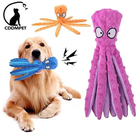 Cartoon Octopus Plush Dog Toys Resistance To Bite Squeaky Sound Pet Puppy Toy For Cleaning Teeth Small Dogs Chew Supplies Yorkie