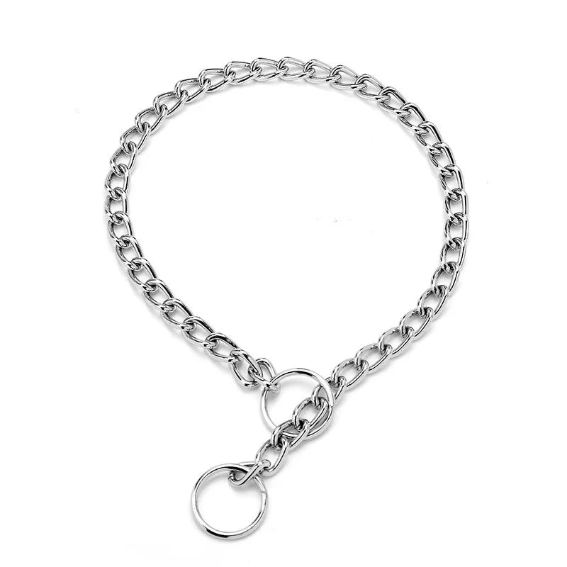 Metal Dog Training Choke Chain Collars for Small Medium Large Dogs Pitbull Bulldog Strong Stainless Iron Dog Slip P Collar