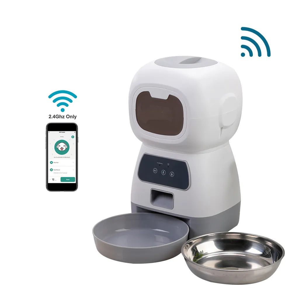 3.5L Automatic Pet Feeder For Cats WiFi Smart Swirl Slow Dog Feeder WiSPECIFICATIONSBrand Name: repetsunOrigin: Mainland ChinaIs Smart Device: YESPower Source: CHARGEMaterial: Stainless SteelMin Output: 4gType: DogsMax Output: 100gVoltShopDoggieworksShopDoggieworksVoice Recorder Large Capacity Timing Cat Food Dispenser