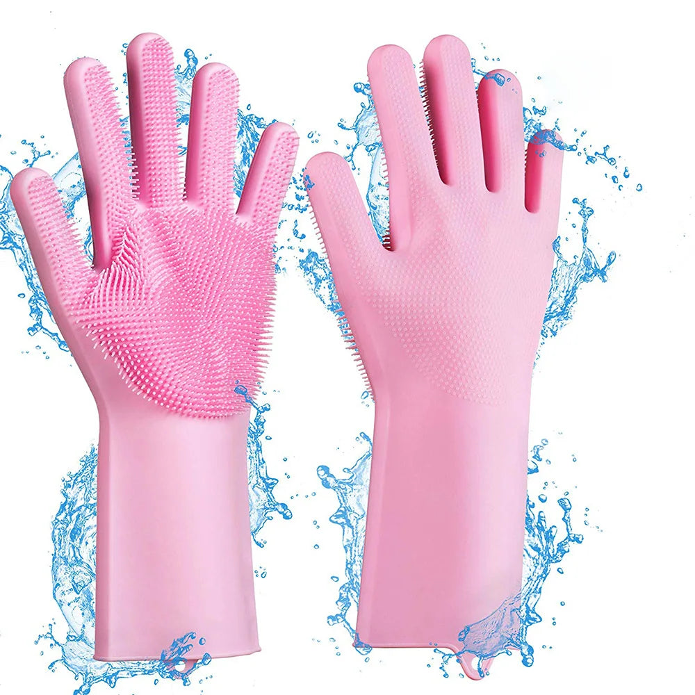 Pet Grooming Cleaning Gloves Dog Cat Bathing Shampoo Glove Scrubber Magic Dishwashing Cleanner Sponge Silicon Hair Removal Glove