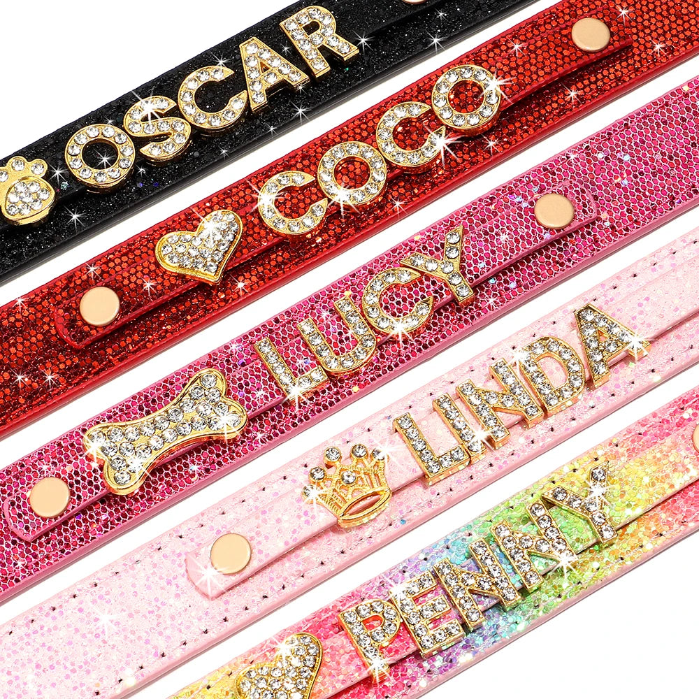 Personalized Small Dogs Chihuahua Collar Bling Rhinestone Dog Collars Free Custom Pet Dogs Cats Name Charms Pet Accessories