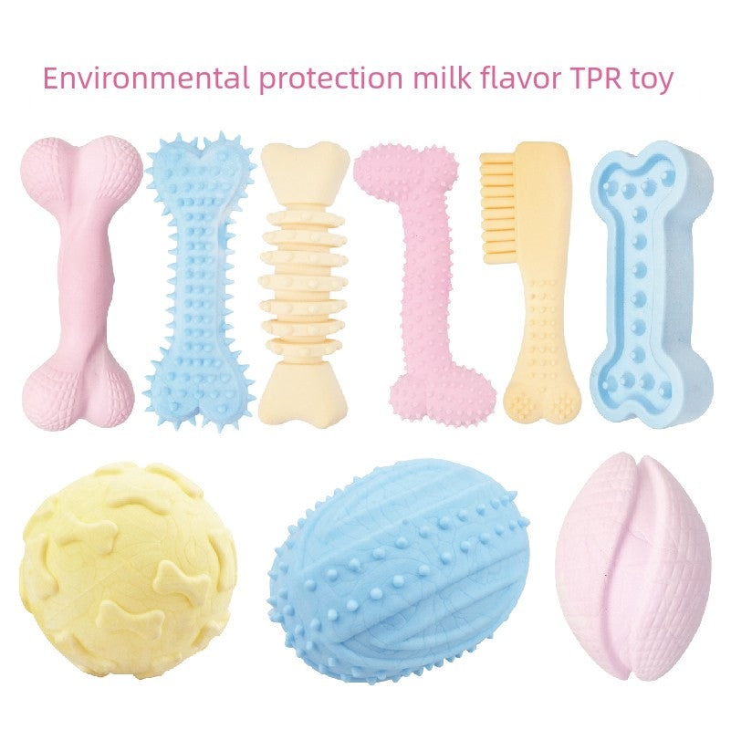 Environmental-Friendly TPR Milk Fragrance Toy Series Puppy Dog Training Teddy Pet Small Size Dogs Bite-Resistant Pet Cotton Rope Tooth Cleaning