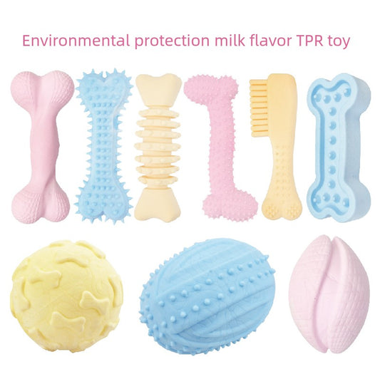 Environmental-Friendly TPR Milk Fragrance Toy Series Puppy Dog Training Teddy Pet Small Size Dogs Bite-Resistant Pet Cotton Rope Tooth Cleaning