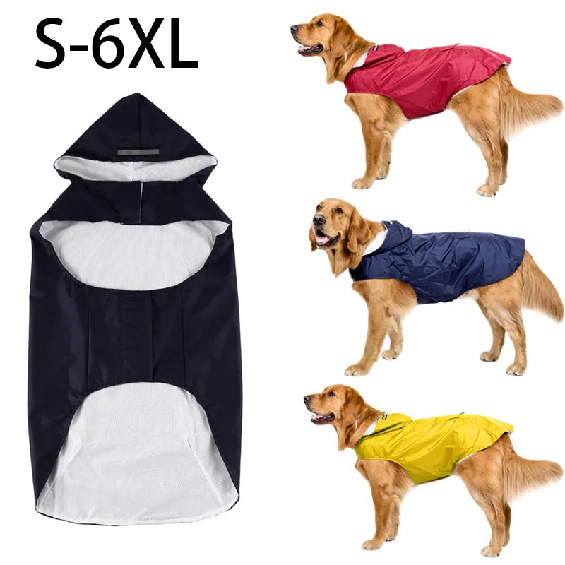 Dog Raincoat Waterproof Hoodie Jacket Rain Poncho Pet Rainwear Clothes with Reflective Stripe Outdoor Dogs Raincoat Accessories