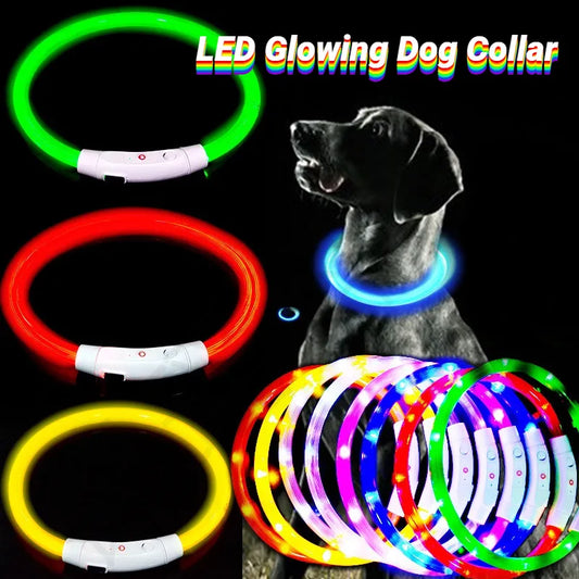 LED Glowing Dog Collar Flashing Rechargea Luminous Collar Night Anti-Lost Dog Light HarnessFor Puppy Pet Products