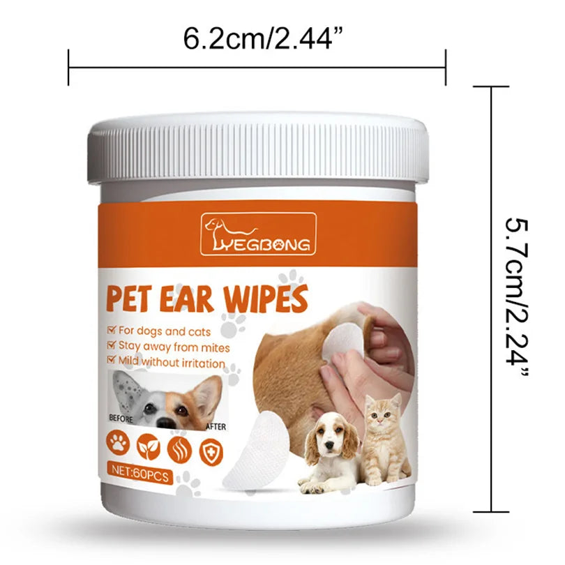 65g PET EAR WIPES Stay Away From Mites Mild Without Iritation Health Cleaning Supplies for Dogs&Cats