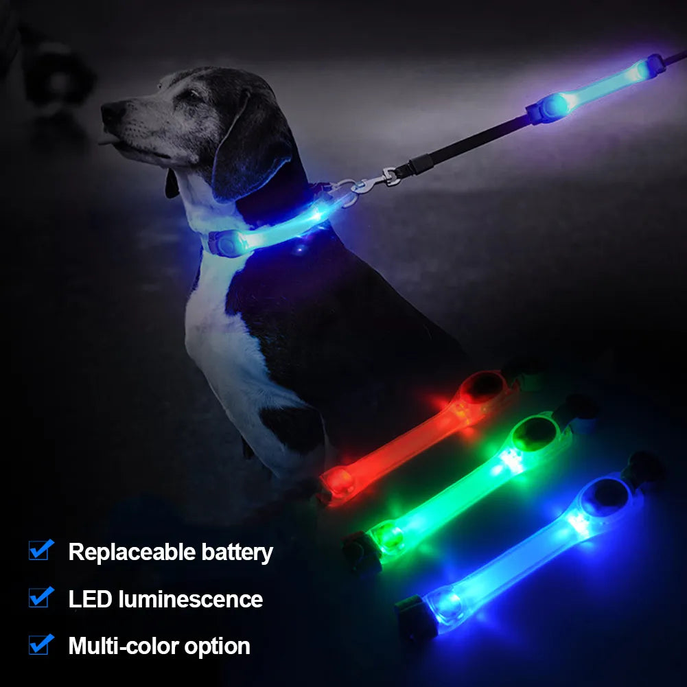 Dog Anti Lost Safety Glowing Collar Outdoor Waterproof Warning LED Flashing Light Strip for Pet Leash Harness Dog Accessories