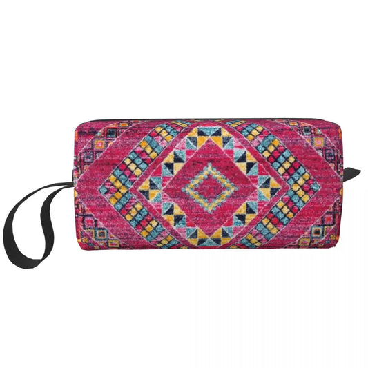 Vintage Pink Oriental Bohemian Moroccan Artwork Toiletry Bag for GeomeSPECIFICATIONSBrand Name: NoEnName_NullMain Material: PolyesterOrigin: Mainland ChinaItem Width: 6cmStyle: FashionMaterial Composition: PolyesterClosure Type: zipperShopDoggieworksShopDoggieworksGeometric Diamond Makeup Cosmetic Ladies Storage Dopp Kit Case