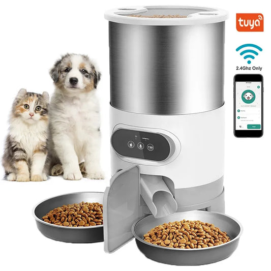 Cat Timing Feeder Smart APP Cat Feeder With Double Meal Pet Dog Food Automatic Dispenser Suitable Small Cats Dogs Remote Feeding