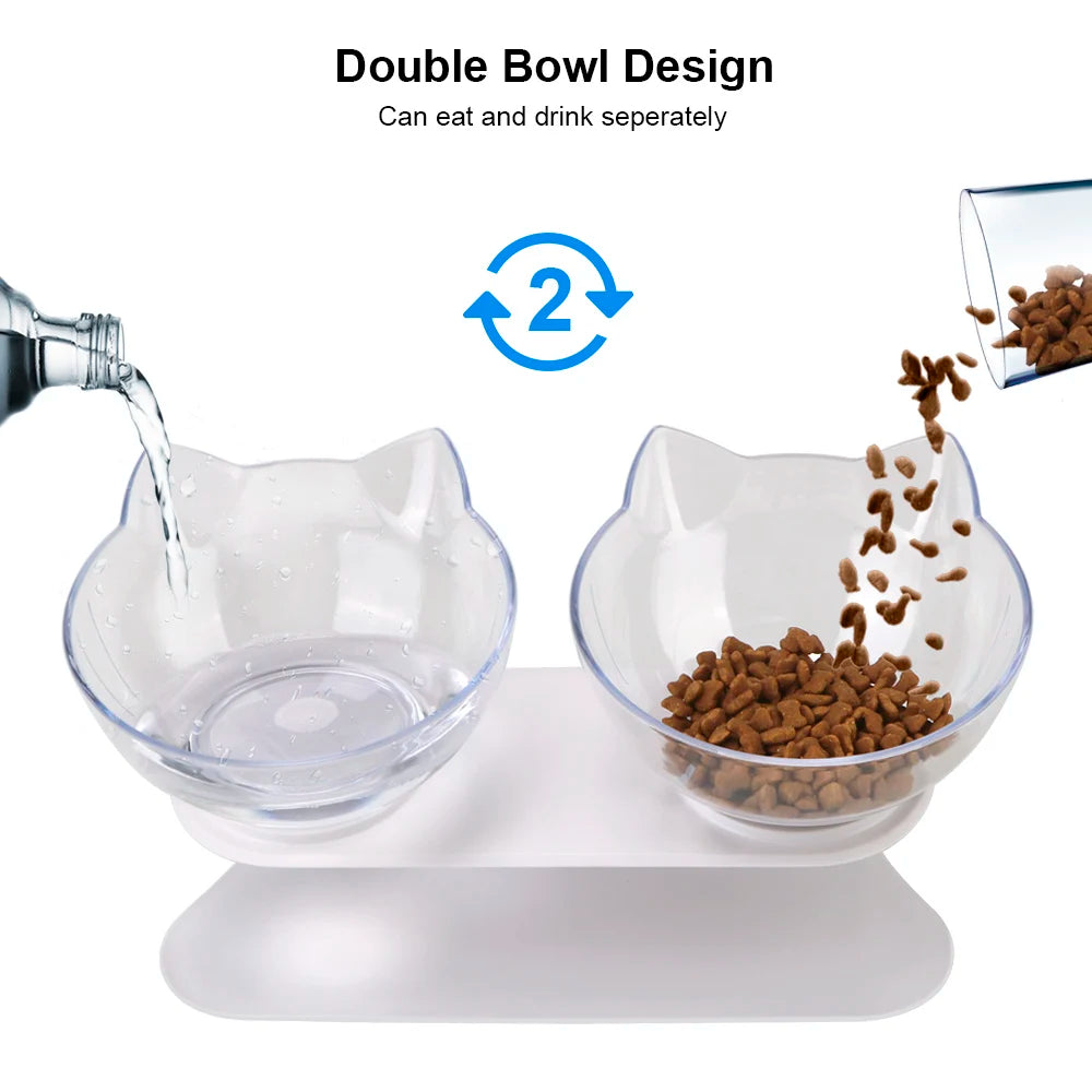 Non-Slip Pet Bowls For Cats Food Cat Water Bowl Double Cat Bowl Dog Bowl Pet Feeding Cat Dogs Feeder Protection Cervical