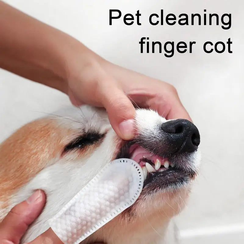 Dog Teeth Cleaning Finger Wipes Disposable Finger Wet Wipes Super Soft Oral Care Toothbrushes 50Pcs Dog Ear Wipes Pet Supplies