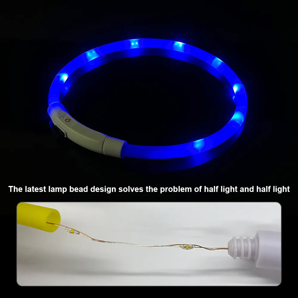 Led Usb Dog Collar Night Luminous Charge Necklace Dog Loss Prevention Night Safety Flashing Glow Collar Pet Accessories