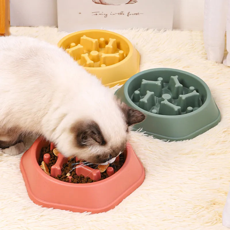 Slow Food Bowl for Small Dogs Choke-proof Slow Eating Pet Feeder Bowls Non-slip Puppy Cats Food Container PP Plate Pet Supplies