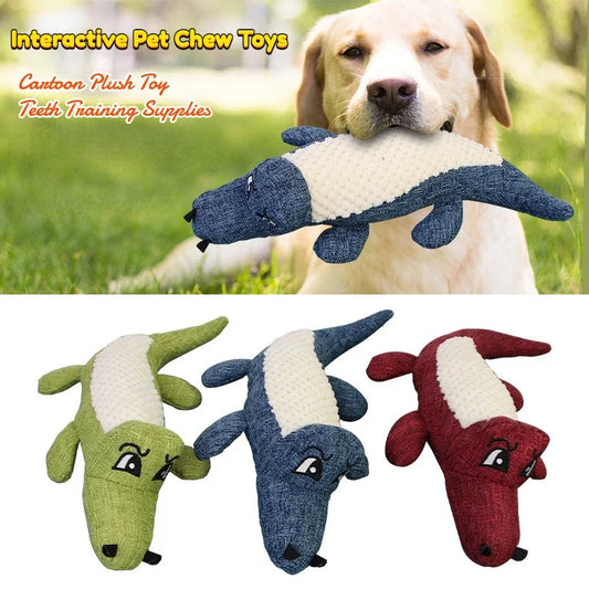 Pet Chew Toys Interactive Cartoon Animal Plush Alligator Shape Dog Sound Toy Gnawing Grinding Teeth Training Supplies