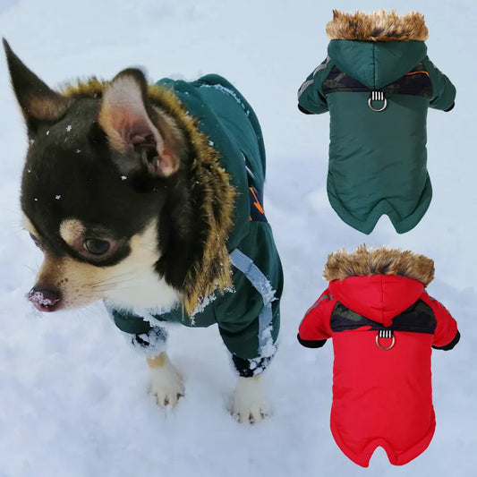 Winter Dog Clothes For Small Dogs Pet Warm Waterproof Jacket With Clip Coat Puppy Fleece Reflective Hoodies Chihuahua Costume