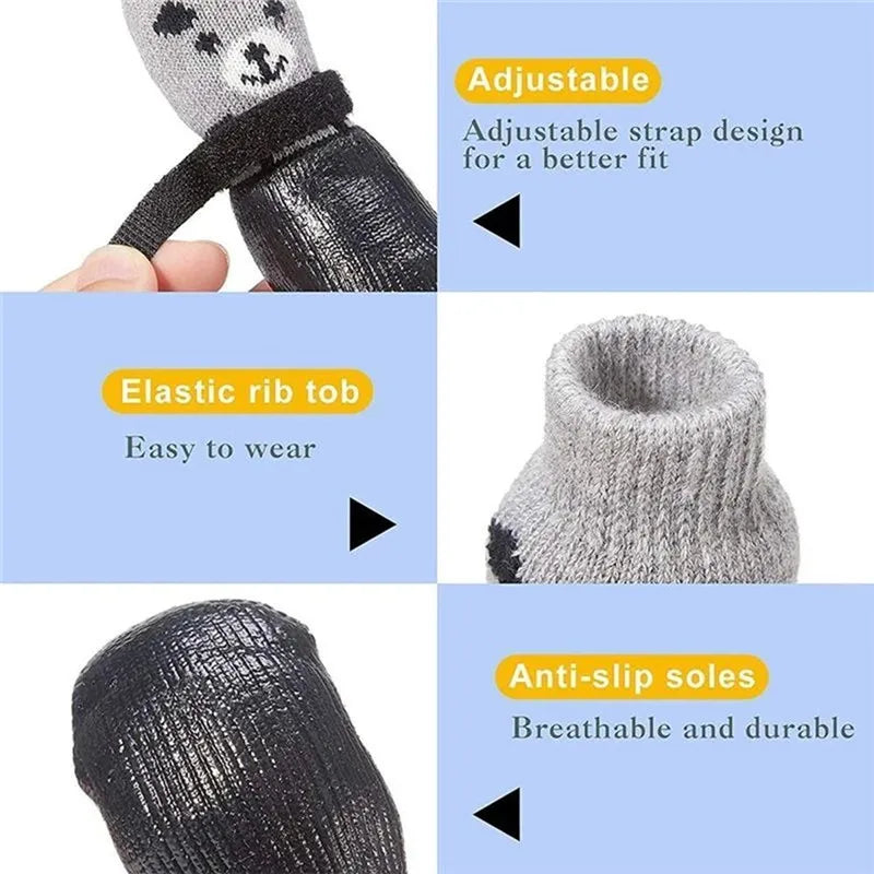 Adjustable Cotton Dog Shoes Non-slip Waterproof Rubber Cats Dogs Socks Sole for Chihuahua Puppy Cat Rain Snow Boots Pet Products